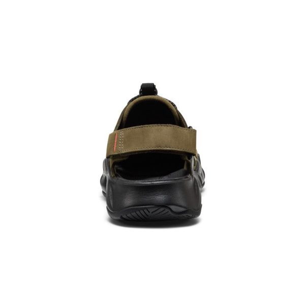 Men's Hyperport Fisherman Leather Sandal  |  Dark Olive/Black